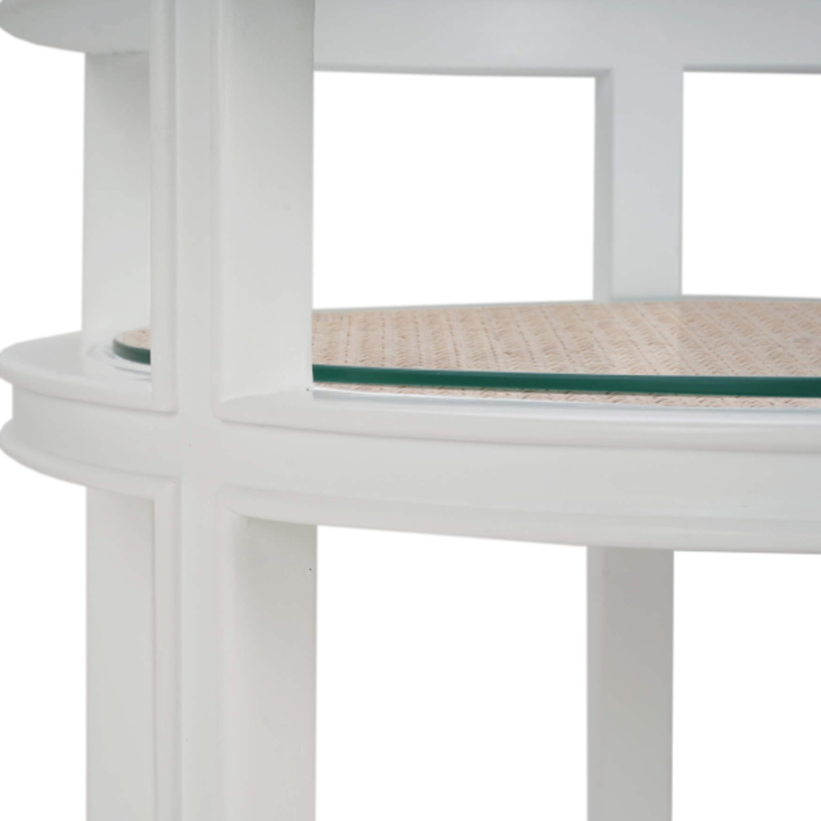 Outside The Box 36x20x34 Cohan Solid Mahogany W / Natural Rattan Bar Cart In White - TRW (QS)