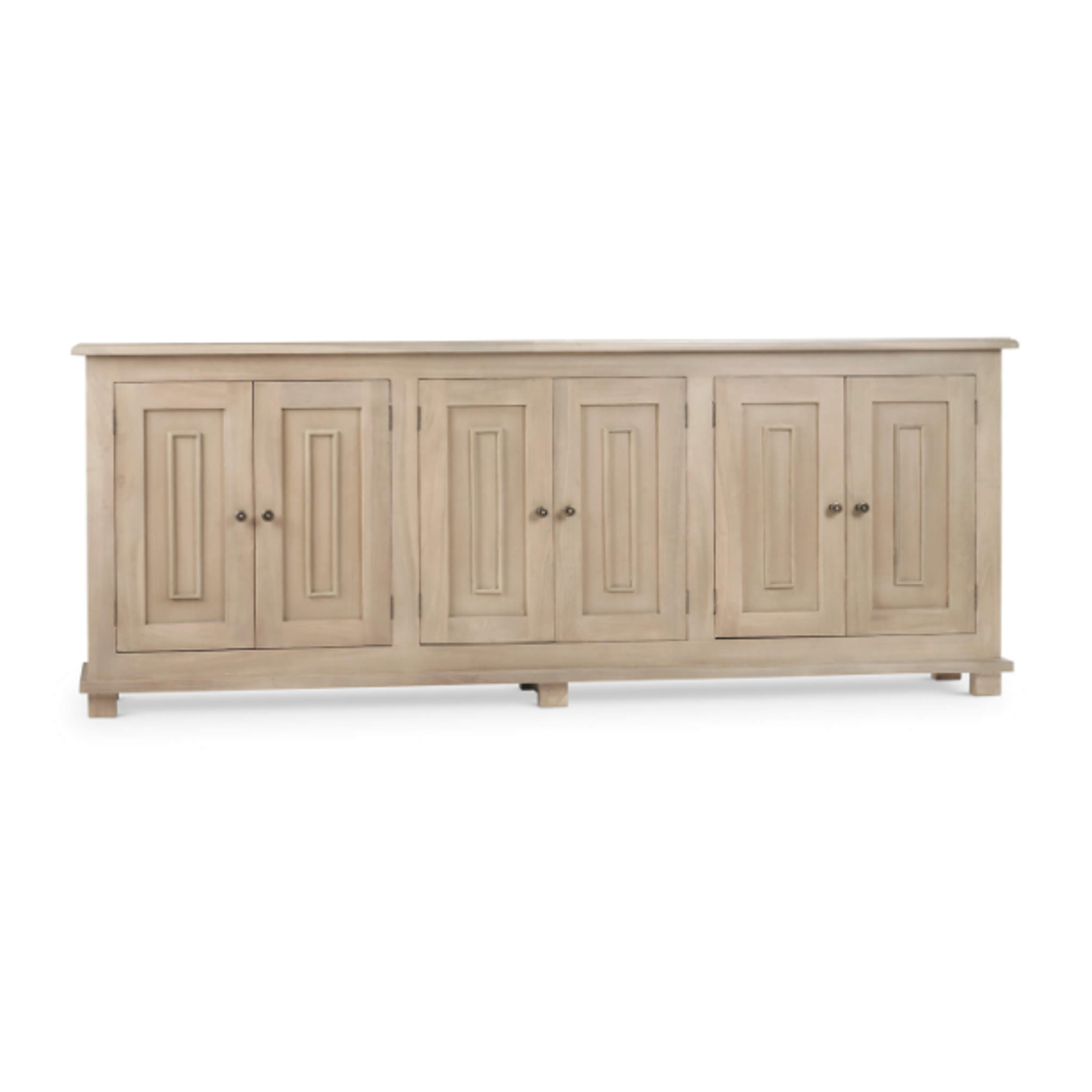Outside The Box 94x10x38 Osborne Solid Mahogany 6 Door Slim Sideboard In Sandbar - SNB (QS)