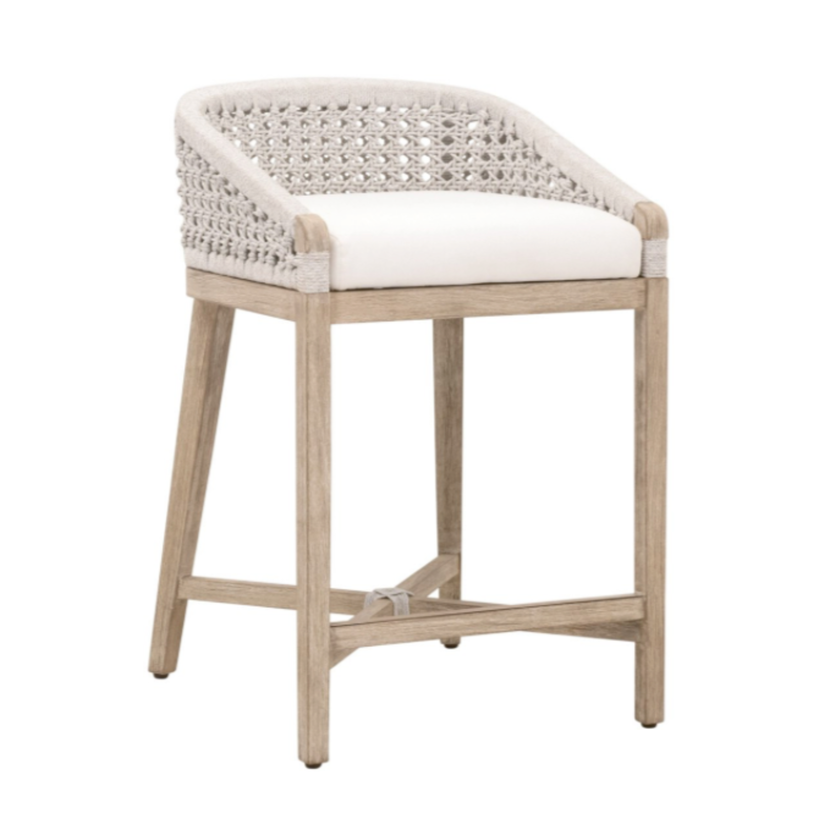 Outside The Box 27" Montecito Gray Mahogany  White Rope Peyton-Pearl LiveSmart Counter Stool