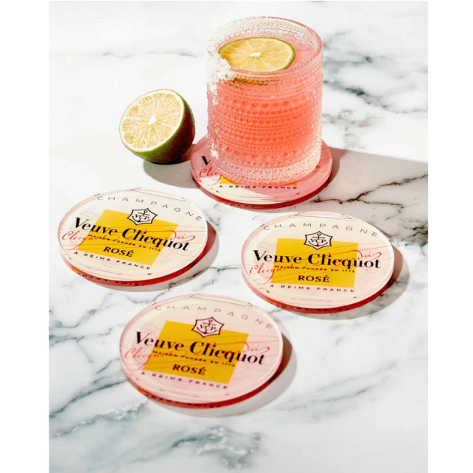 Outside The Box 4" Set Of 4 Rose All Day Acrylic Coasters