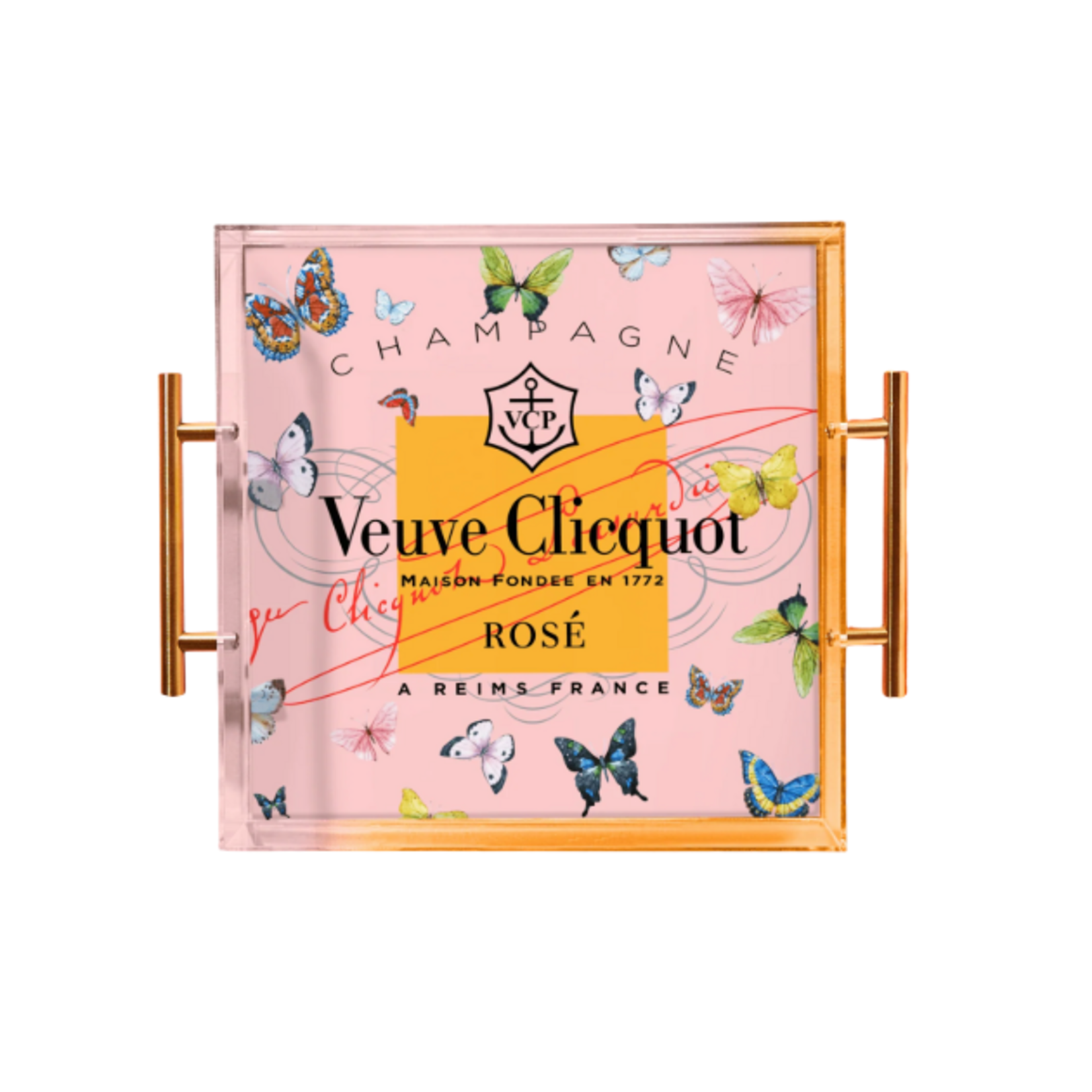 Outside The Box 14x11 Rose Butterfly Acrylic Tray W / Handles