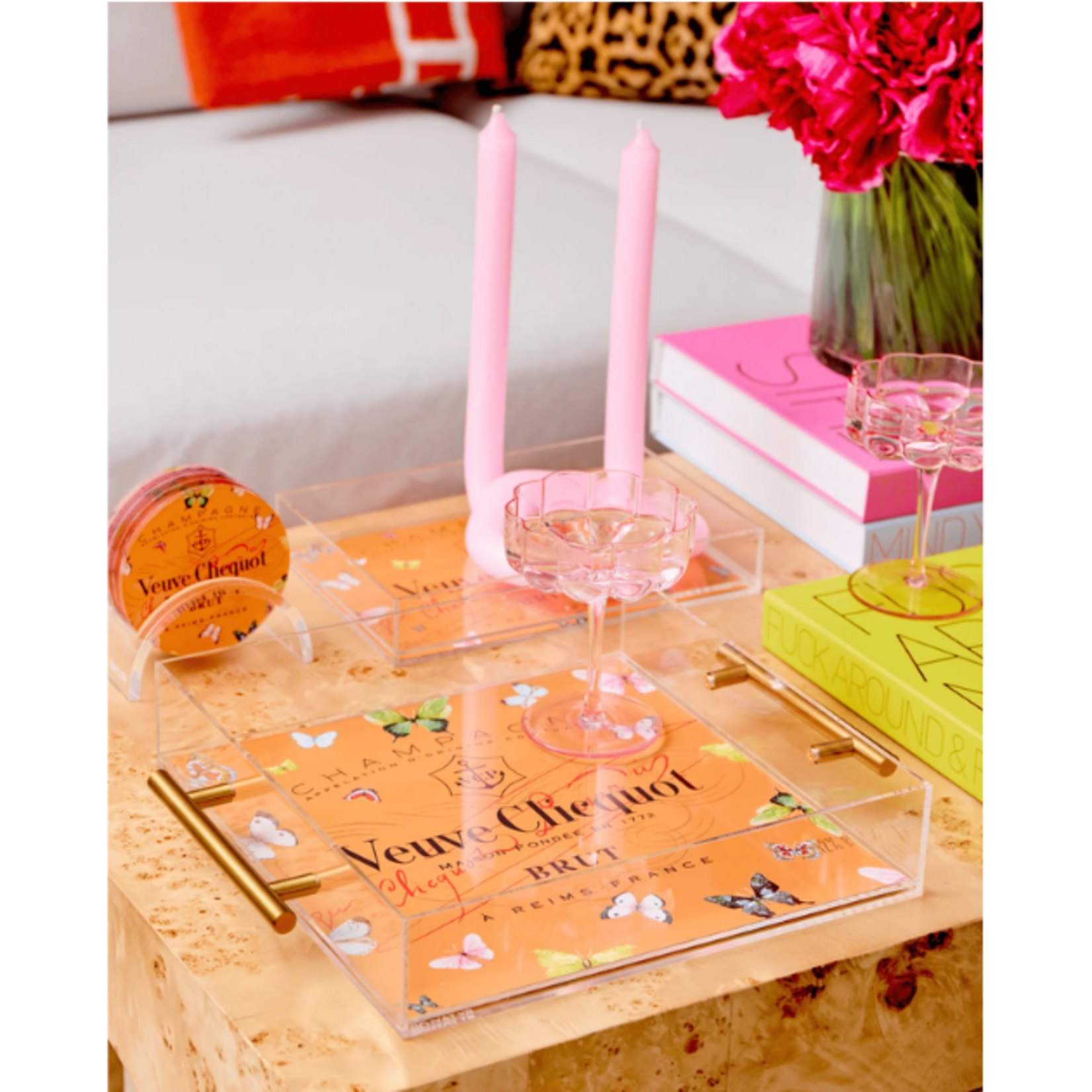 Outside The Box 14x11 Bubbly Butterfly Acrylic Tray W / Handles