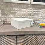 Outside The Box 13" Hampton Shore Raffia Wrapped Decorative Box In Silk Linen
