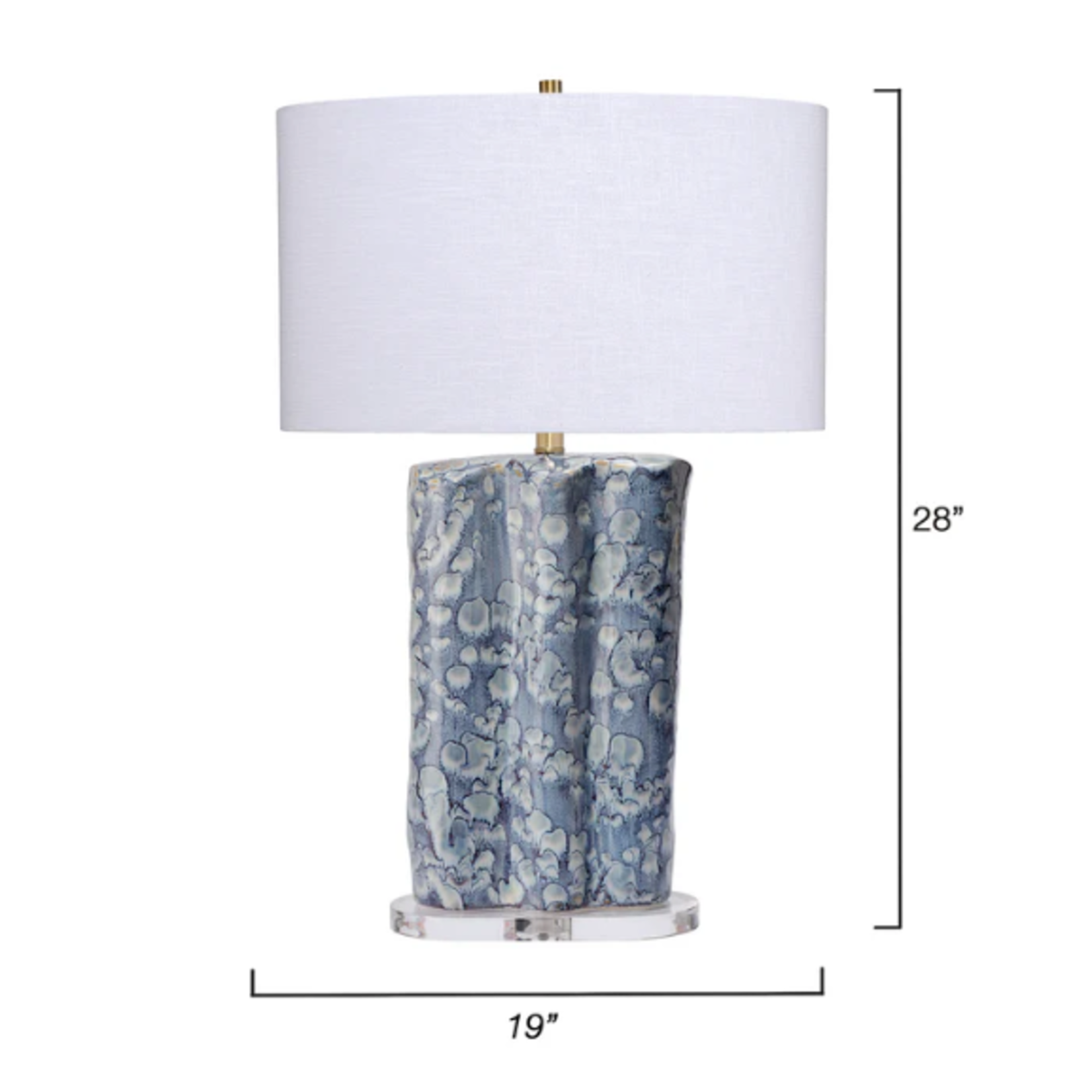 Outside The Box 28" Flurry Reactive Blue Glaze Ceramic Table Lamp