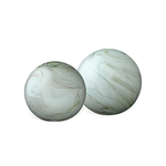 Outside The Box 9" & 7" Set of 2 Cosmo Hand Blown Glass Spheres In Sage