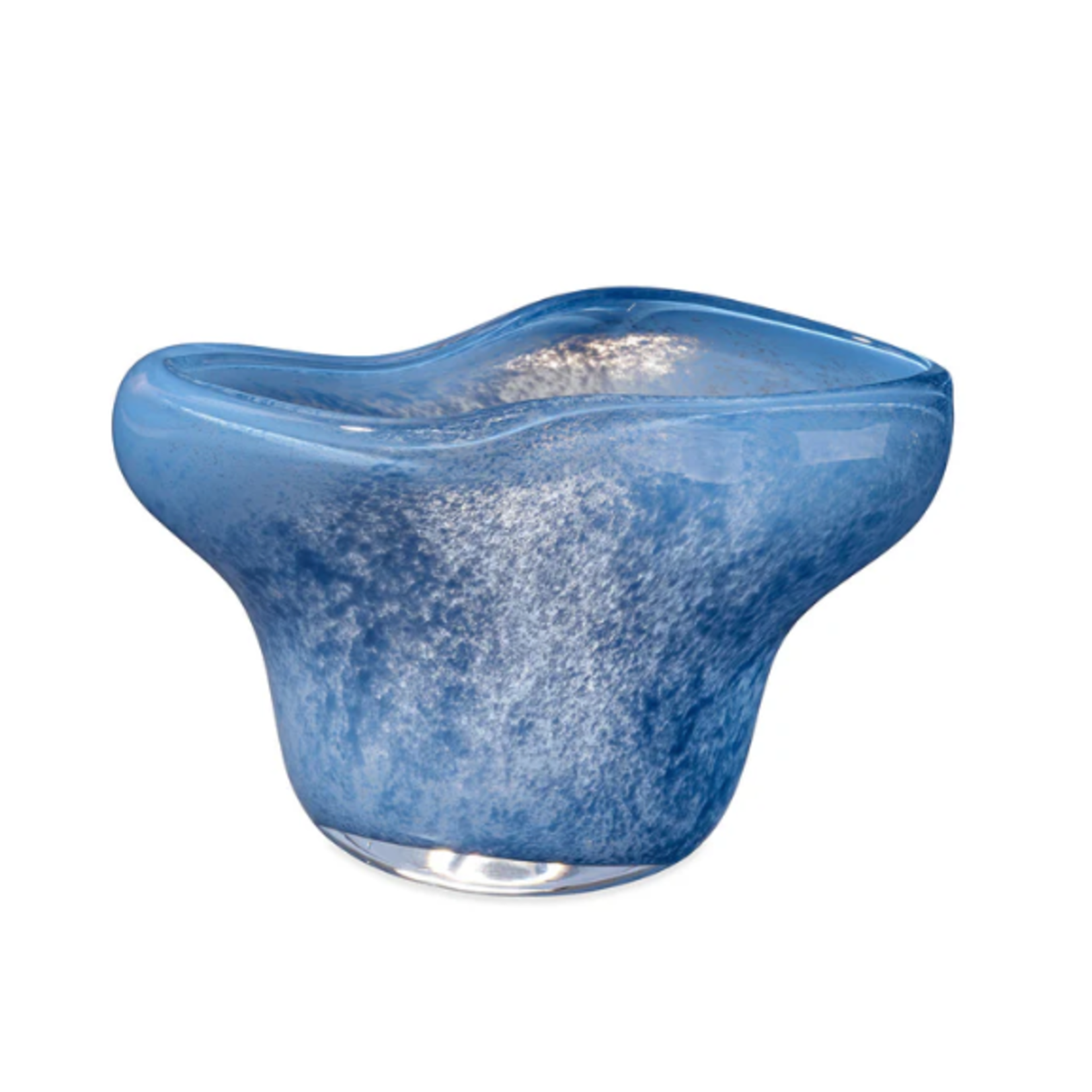 Outside The Box 9" Splash Blue Hand Blown Glass Curved Vase