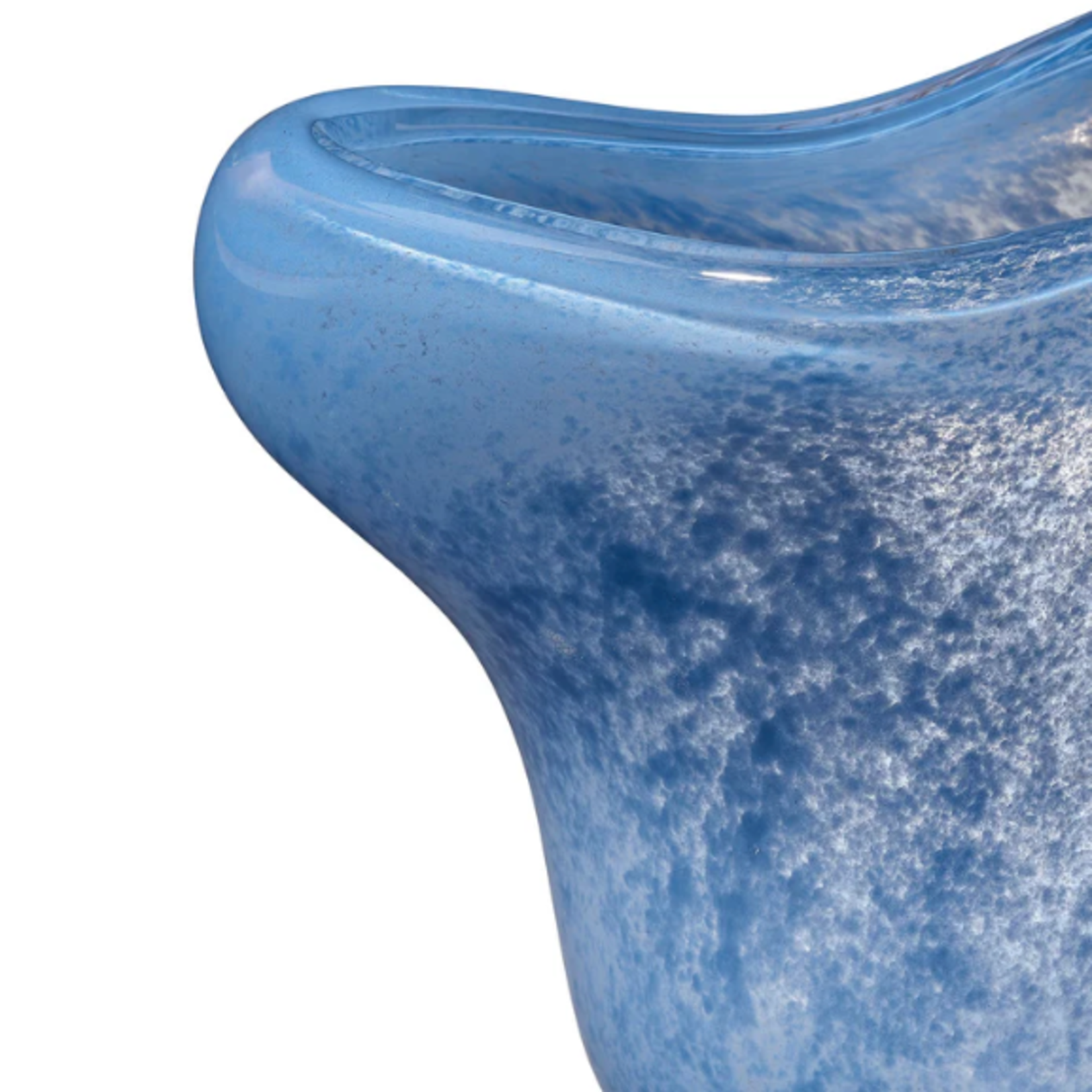 Outside The Box 9" Splash Blue Hand Blown Glass Curved Vase