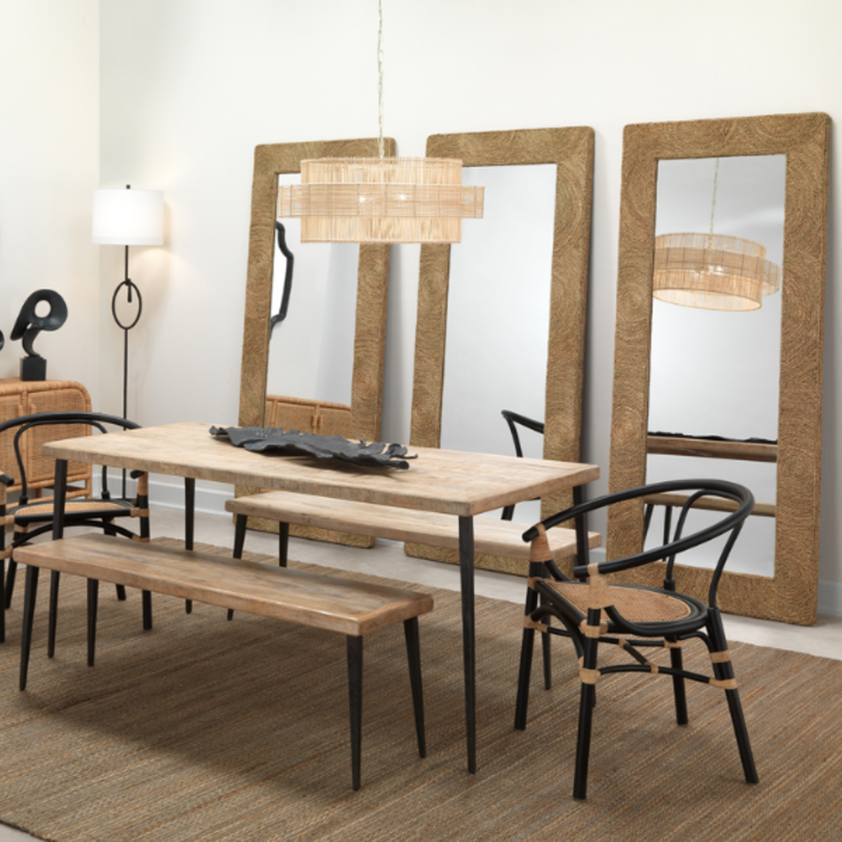 Outside The Box 80x35 Harbor Natural Twisted Seagrass Floor Mirror