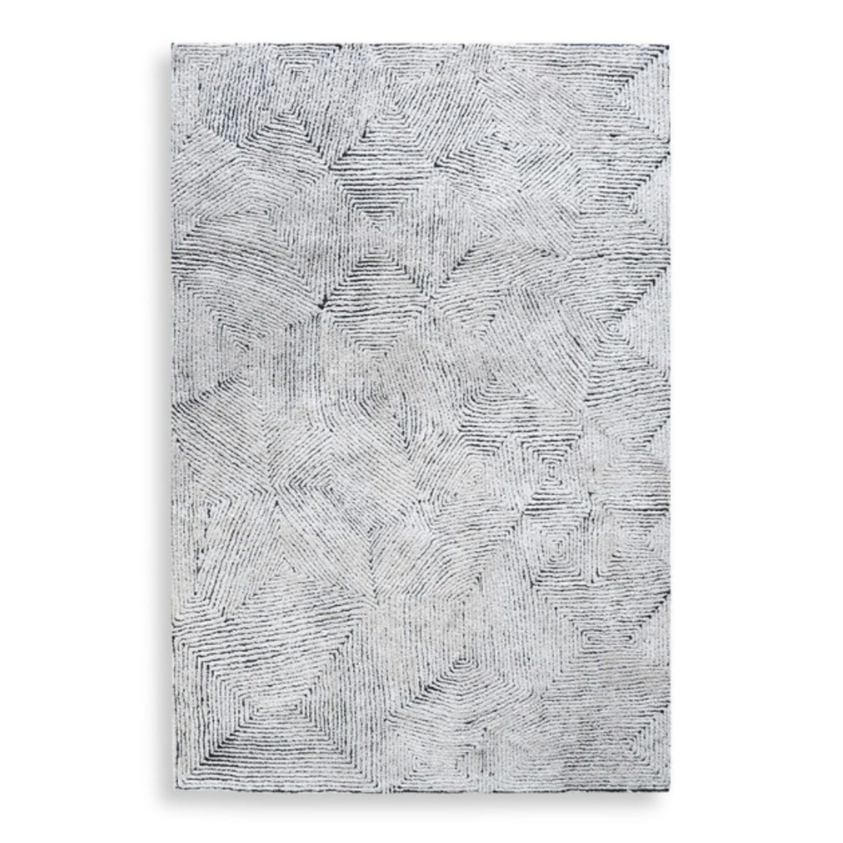 Outside The Box 9' x 12' Maze Hand Tufted Wood Area Rug In Blue & Ivory