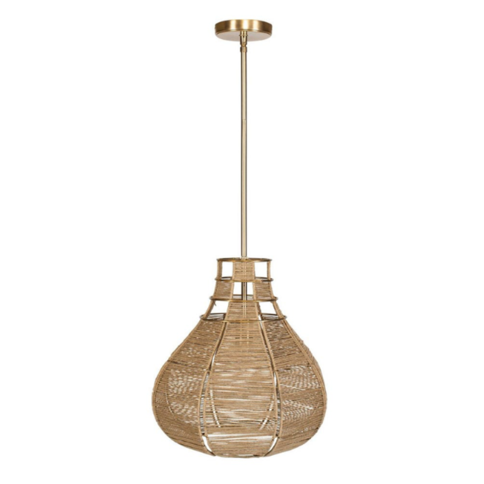 Outside The Box 16" Hestia Natural Rope Wrapped Brass Pendant