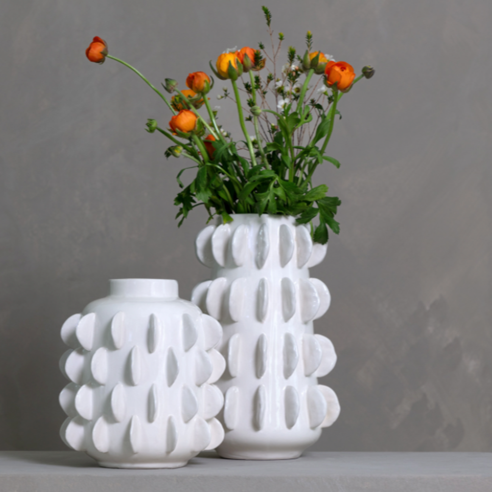 Outside The Box 13" Valen White Clay Ceramic Vase
