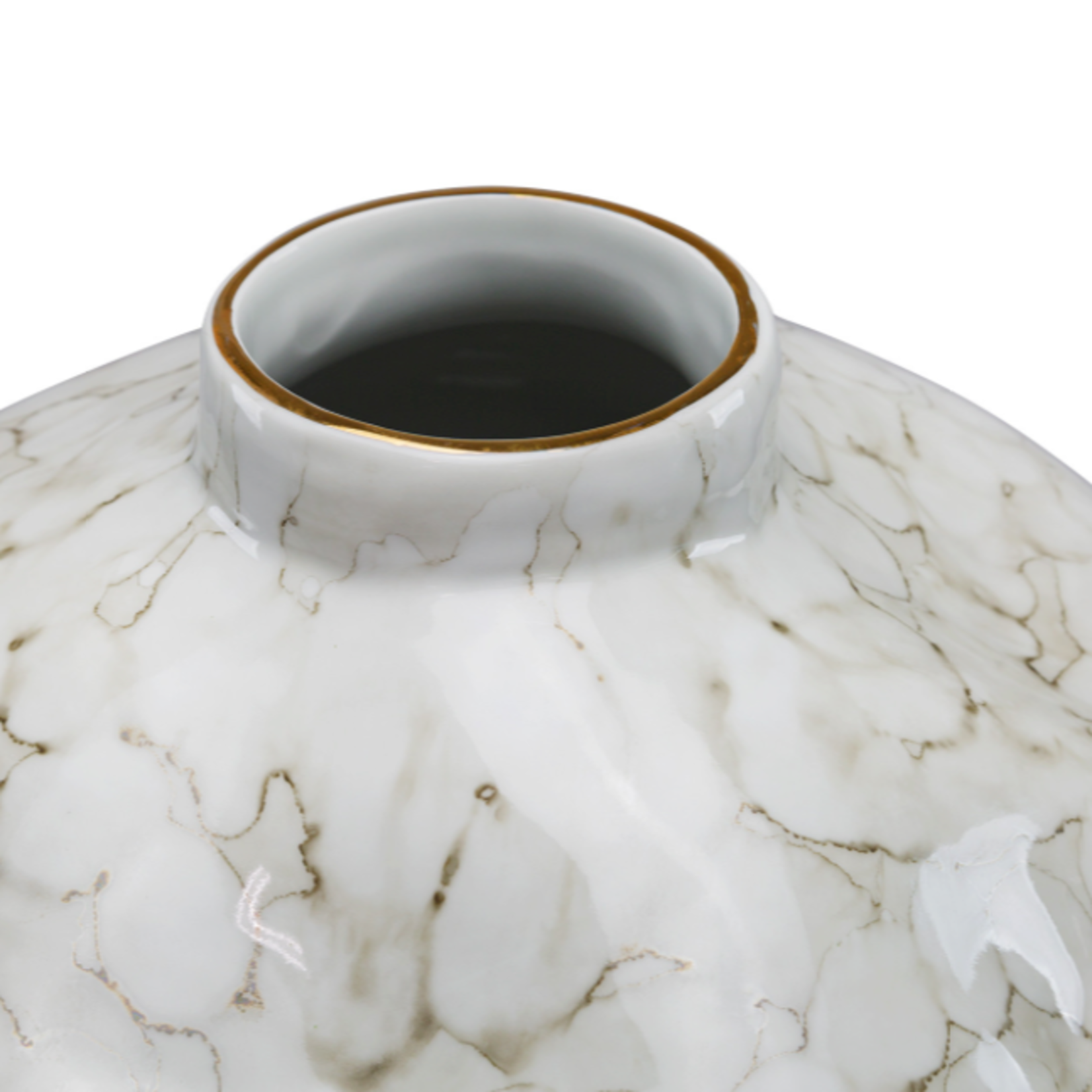 Outside The Box 14" Franchelo White & Beige Marbling Porcelain Vase