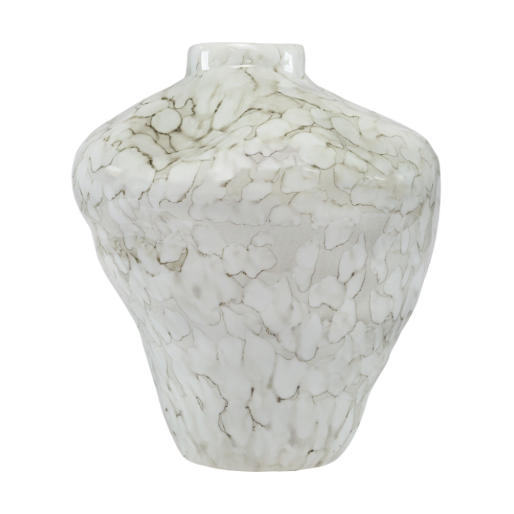 Outside The Box 14" Franchelo White & Beige Marbling Porcelain Vase