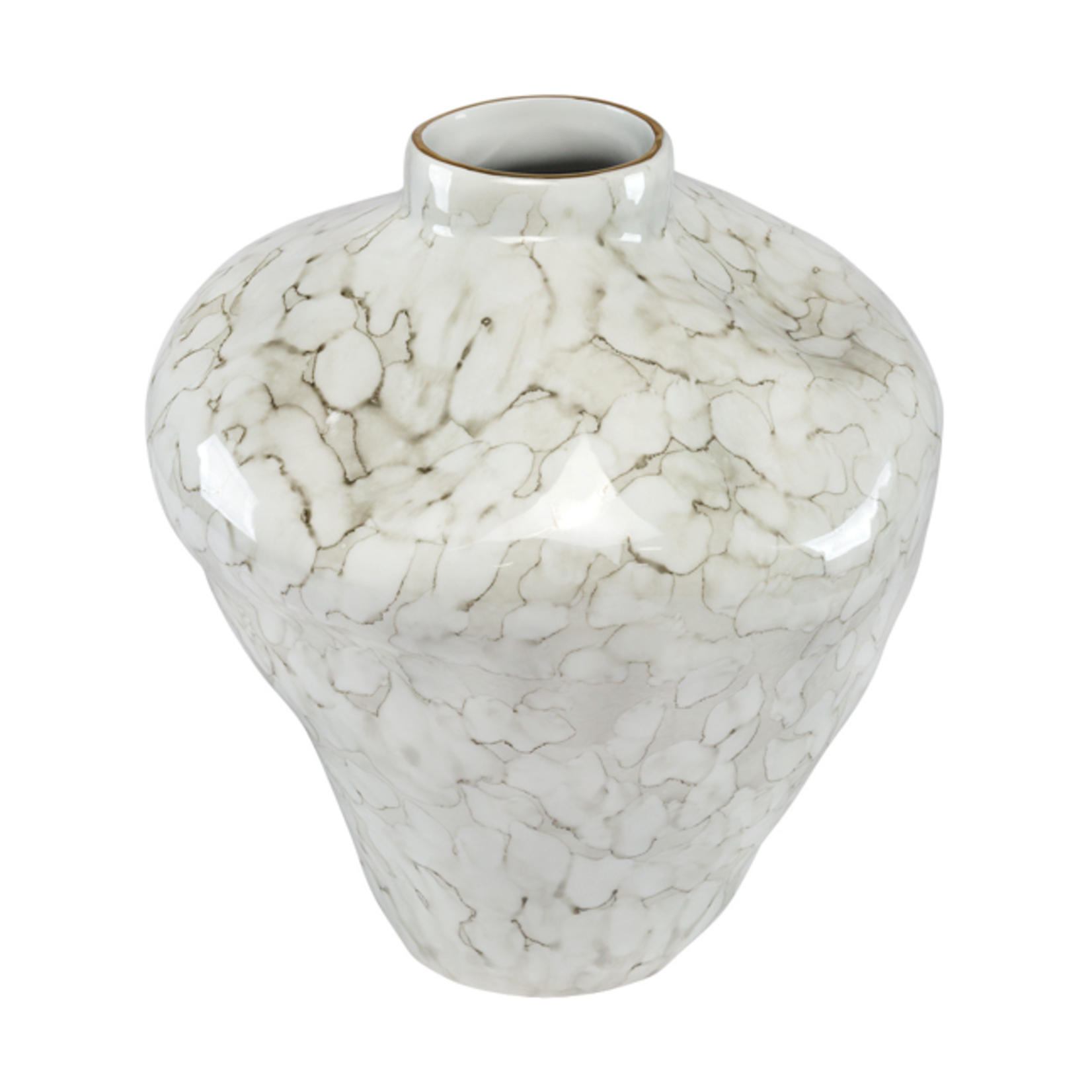 Outside The Box 14" Franchelo White & Beige Marbling Porcelain Vase