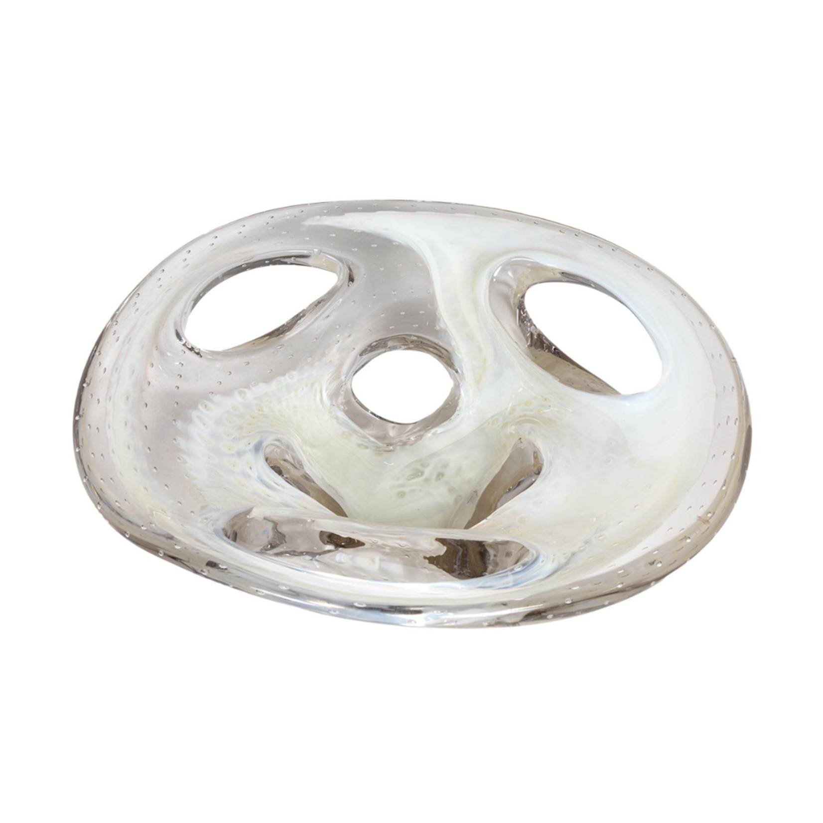 Outside The Box 13" Marcellus Beige Art Glass Bowl