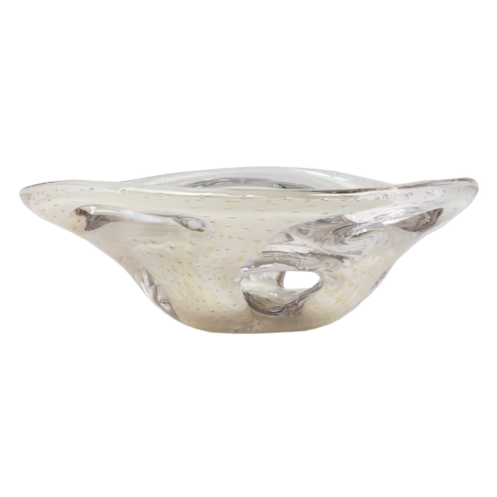 Outside The Box 13" Marcellus Beige Art Glass Bowl