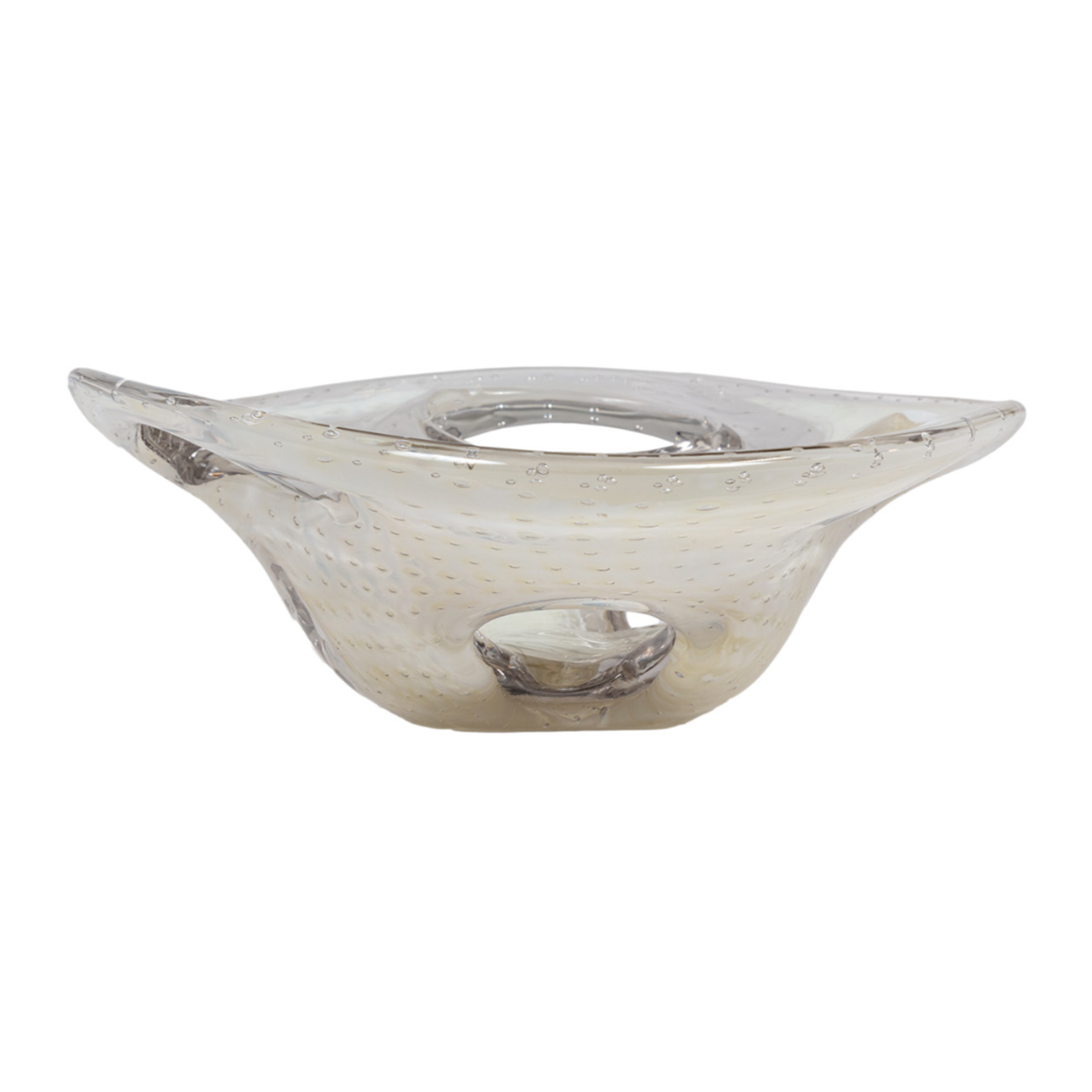 Outside The Box 13" Marcellus Beige Art Glass Bowl