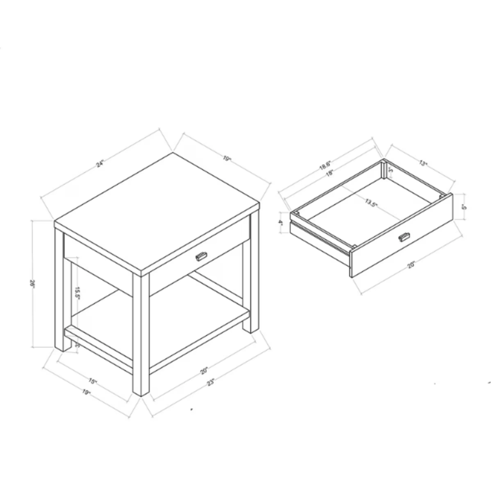 Outside The Box 24x19x26 Set Of 2 Gia Hand Crafted Natural Raffia Wrapped  1 Drawer Nightstand