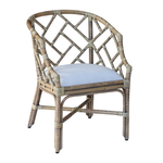 Outside The Box Hampton Rattan Hand Wrapped Barrel Arm Dining Chair In Natural
