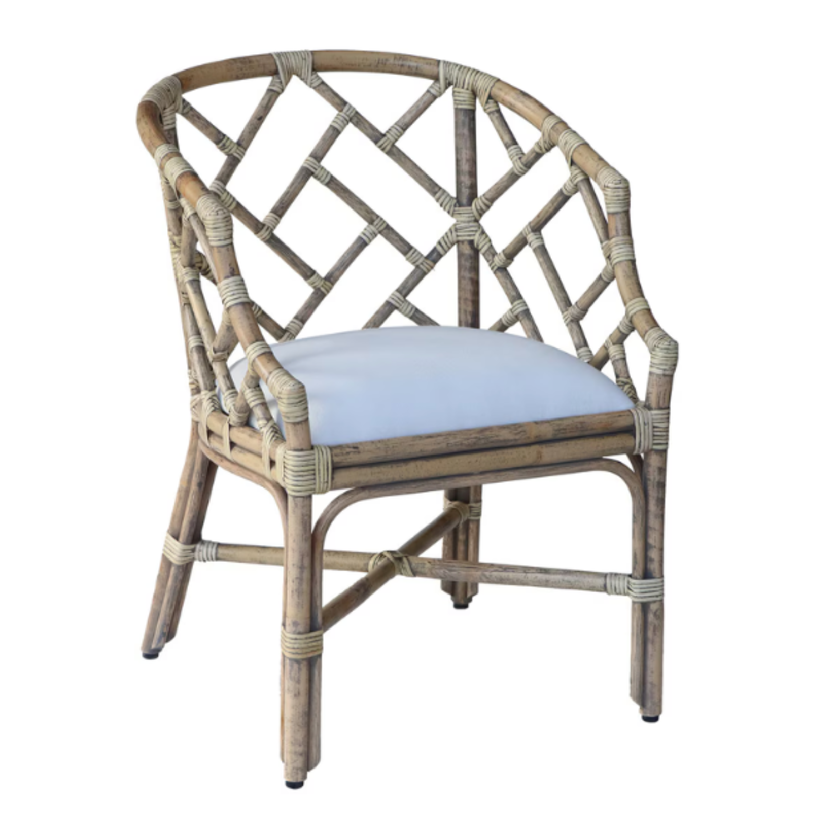 Outside The Box Hampton Rattan Hand Wrapped Barrel Arm Dining Chair