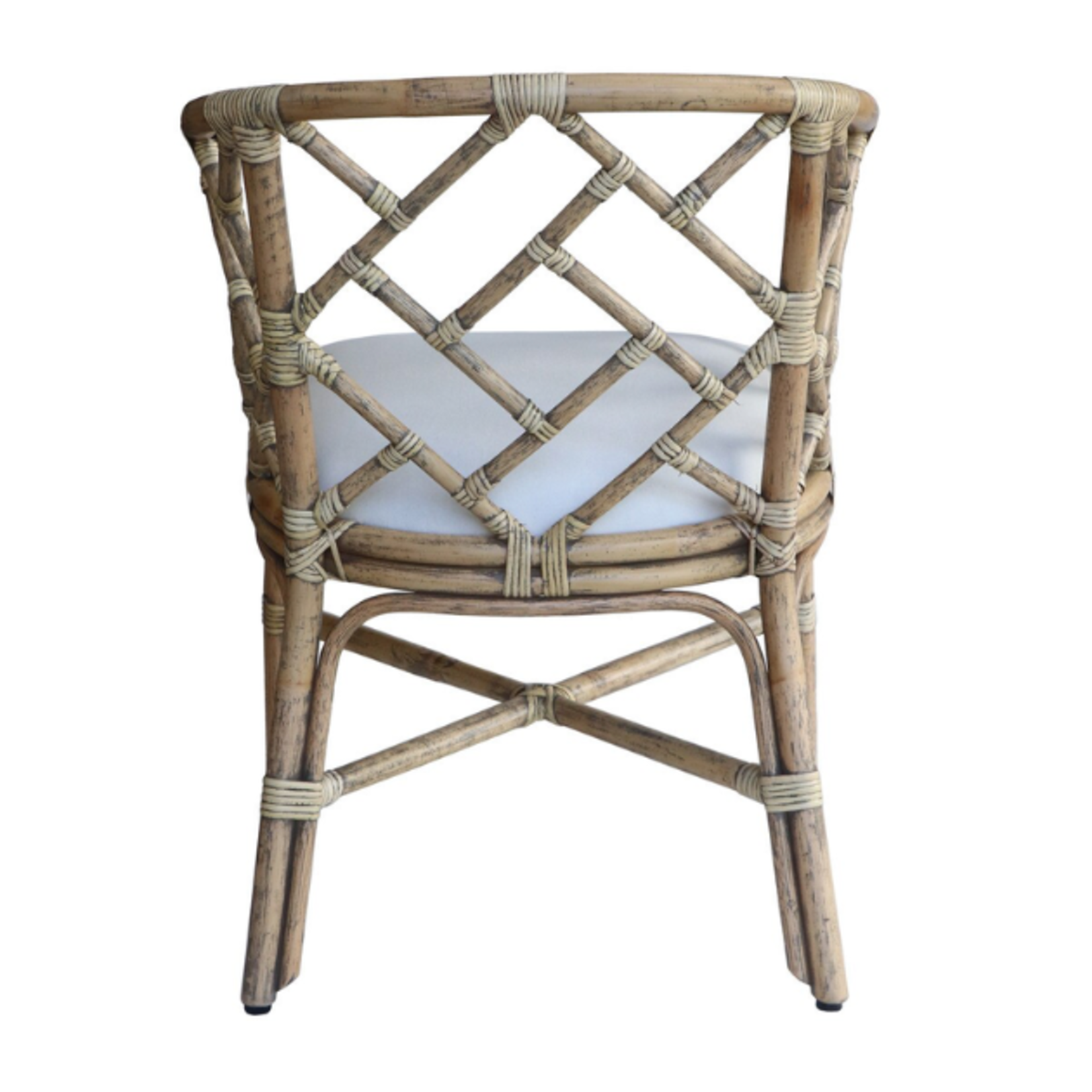 Outside The Box Hampton Rattan Hand Wrapped Barrel Arm Dining Chair