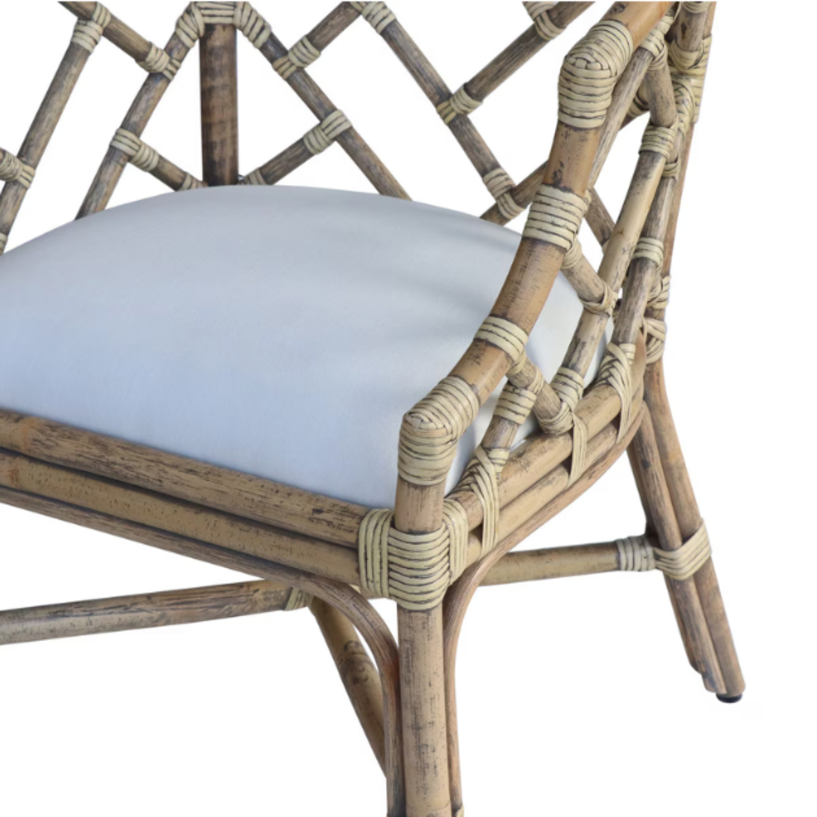 Outside The Box Hampton Rattan Hand Wrapped Barrel Arm Dining Chair