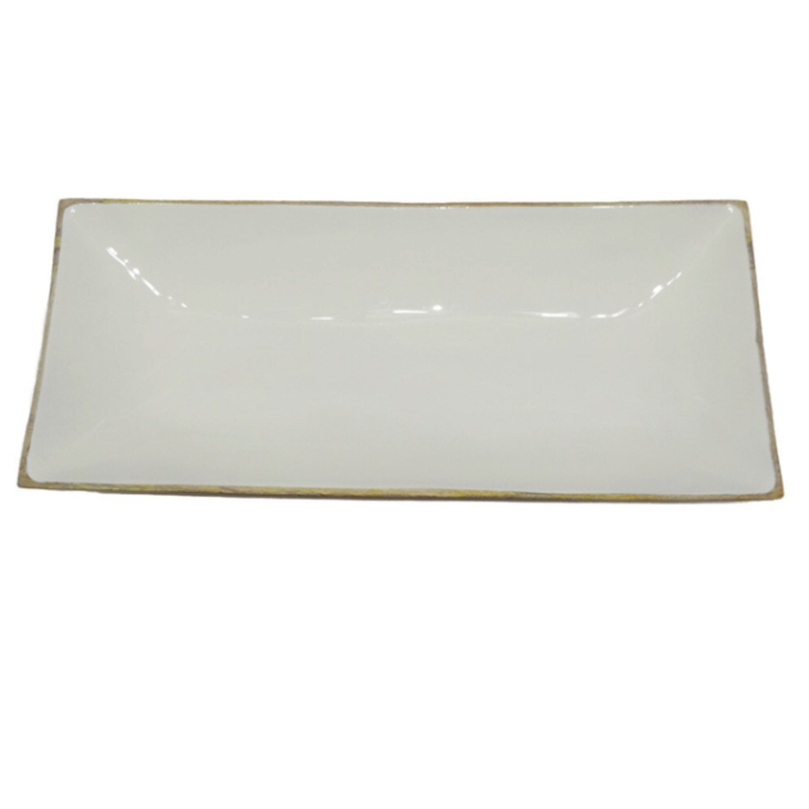Outside The Box 24" White Enamel Mango Wood Rectangular Tray
