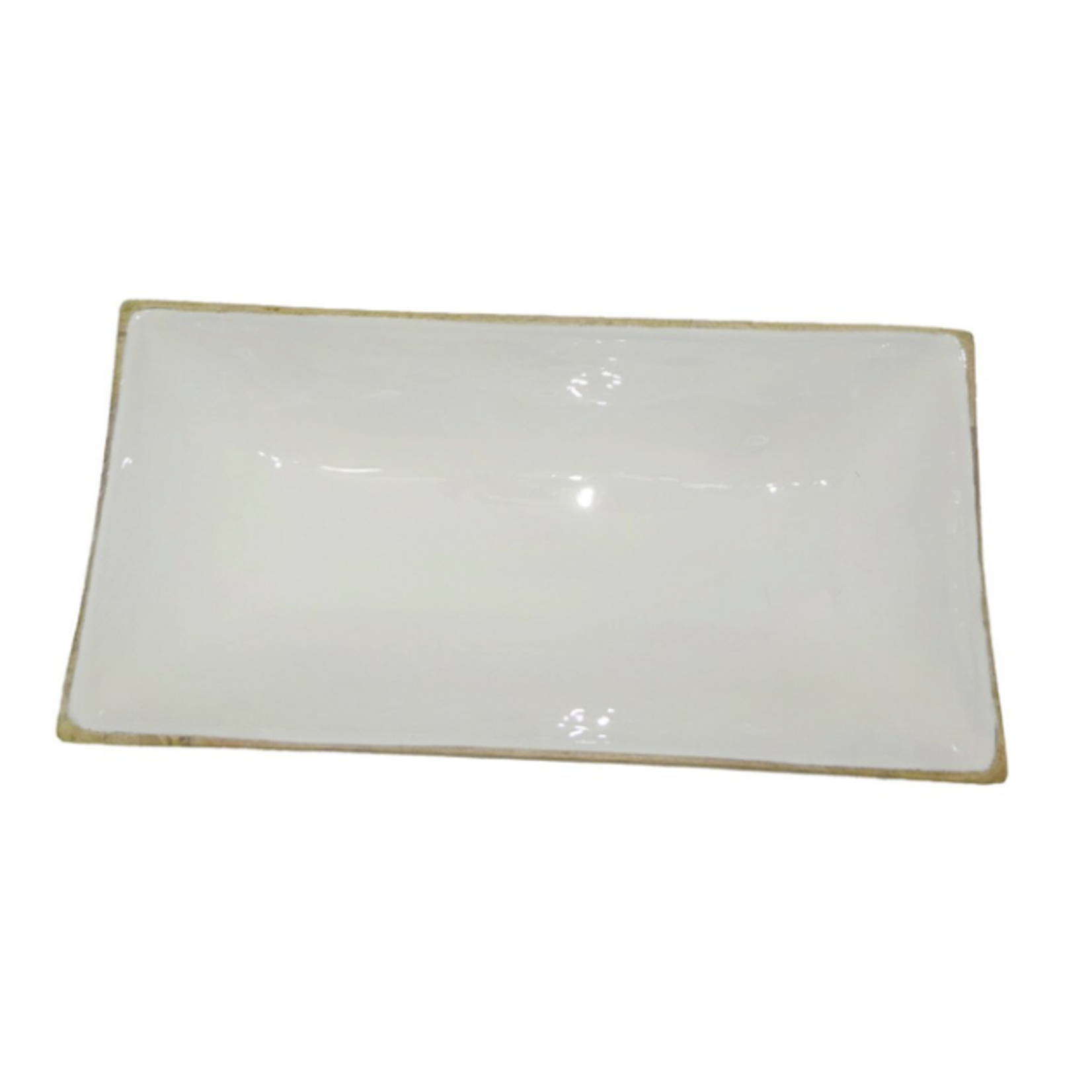 Outside The Box 20" White Enamel Mango Wood Rectangular Tray