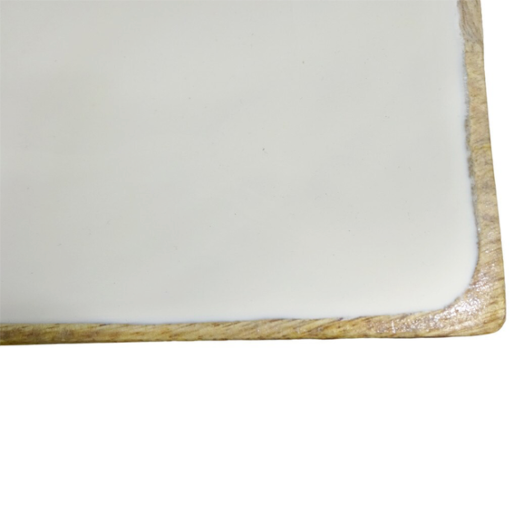 Outside The Box 20" White Enamel Mango Wood Rectangular Tray