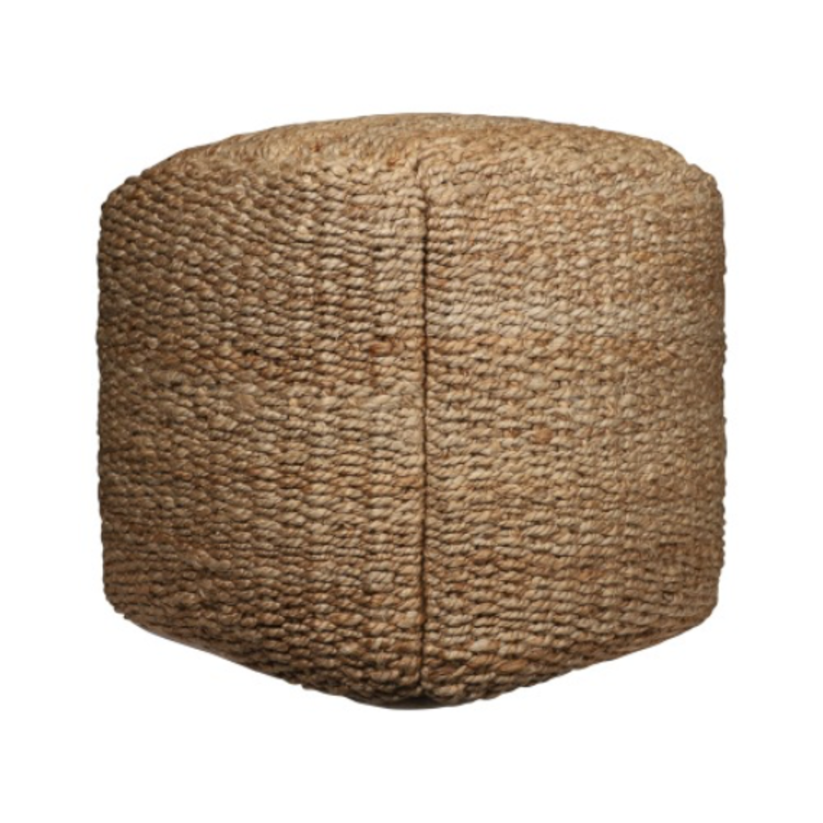 Outside The Box 18x18 Natural Jute / Cotton Blend Hand Woven Pouf