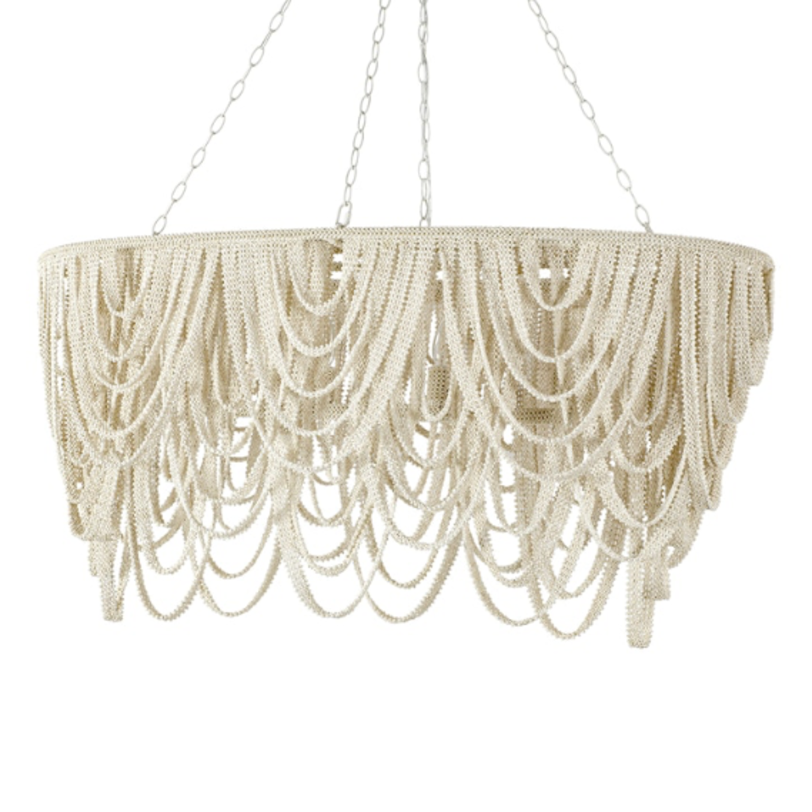 Outside The Box 24" Palecek Selita Coco Bead Hand Sewn Oval Chandelier