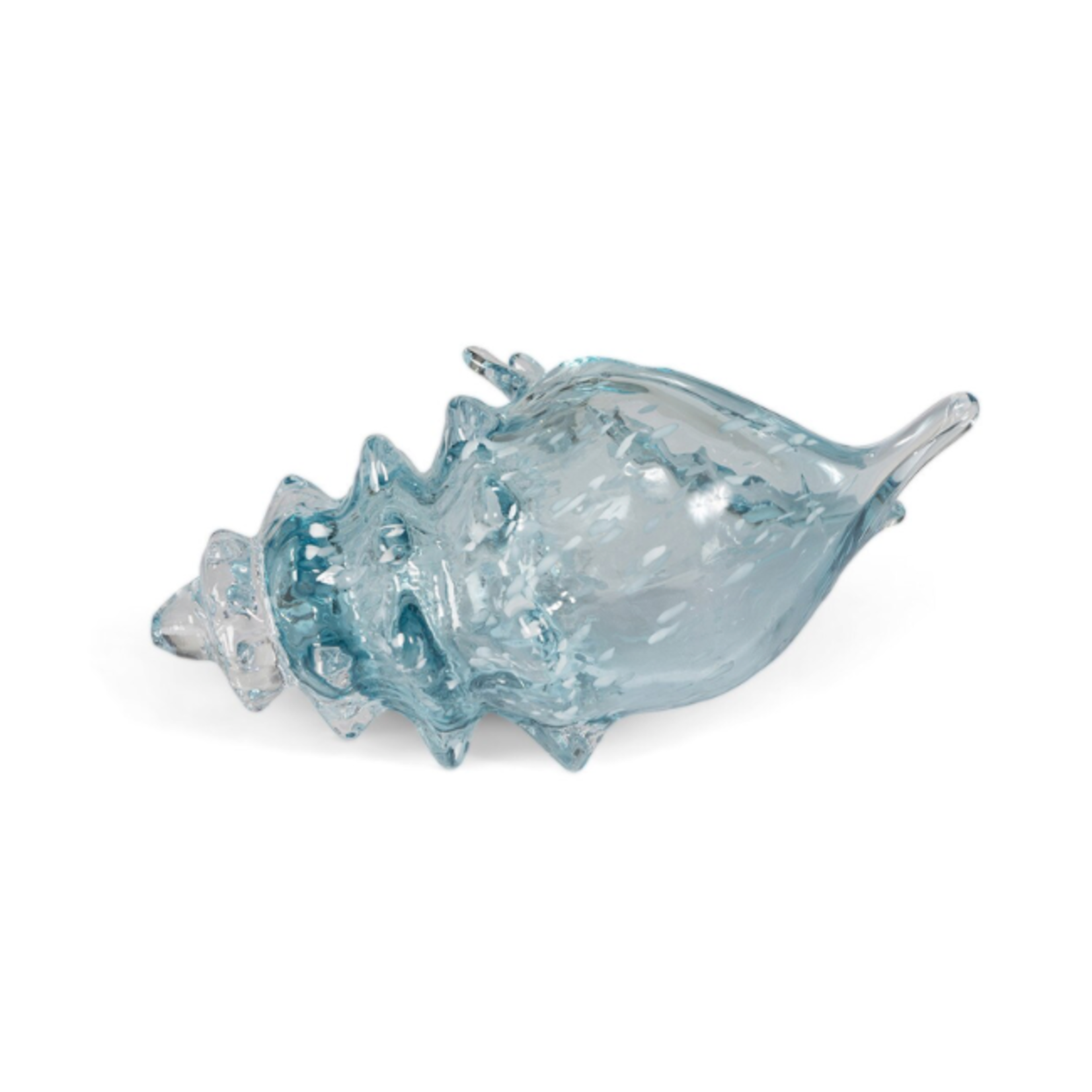 Outside The Box 11" Lagoon Hand Blown Aqua Glass Seashell