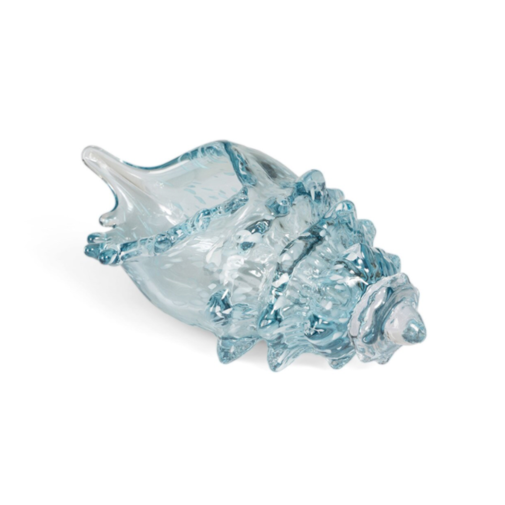 Outside The Box 11" Lagoon Hand Blown Aqua Glass Seashell
