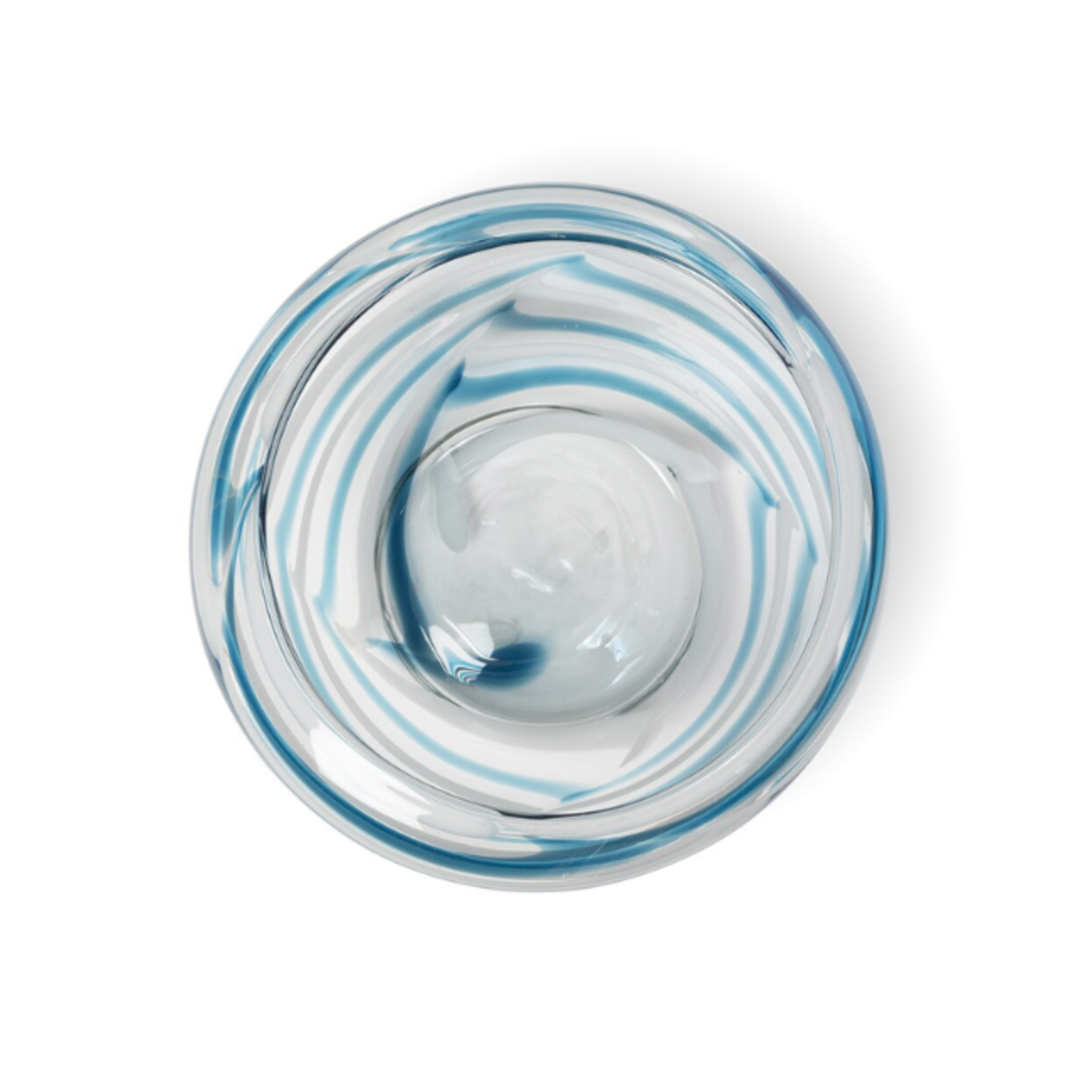 Outside The Box 10" Ocean Swirl Blue Hand Blown Glass Vessel