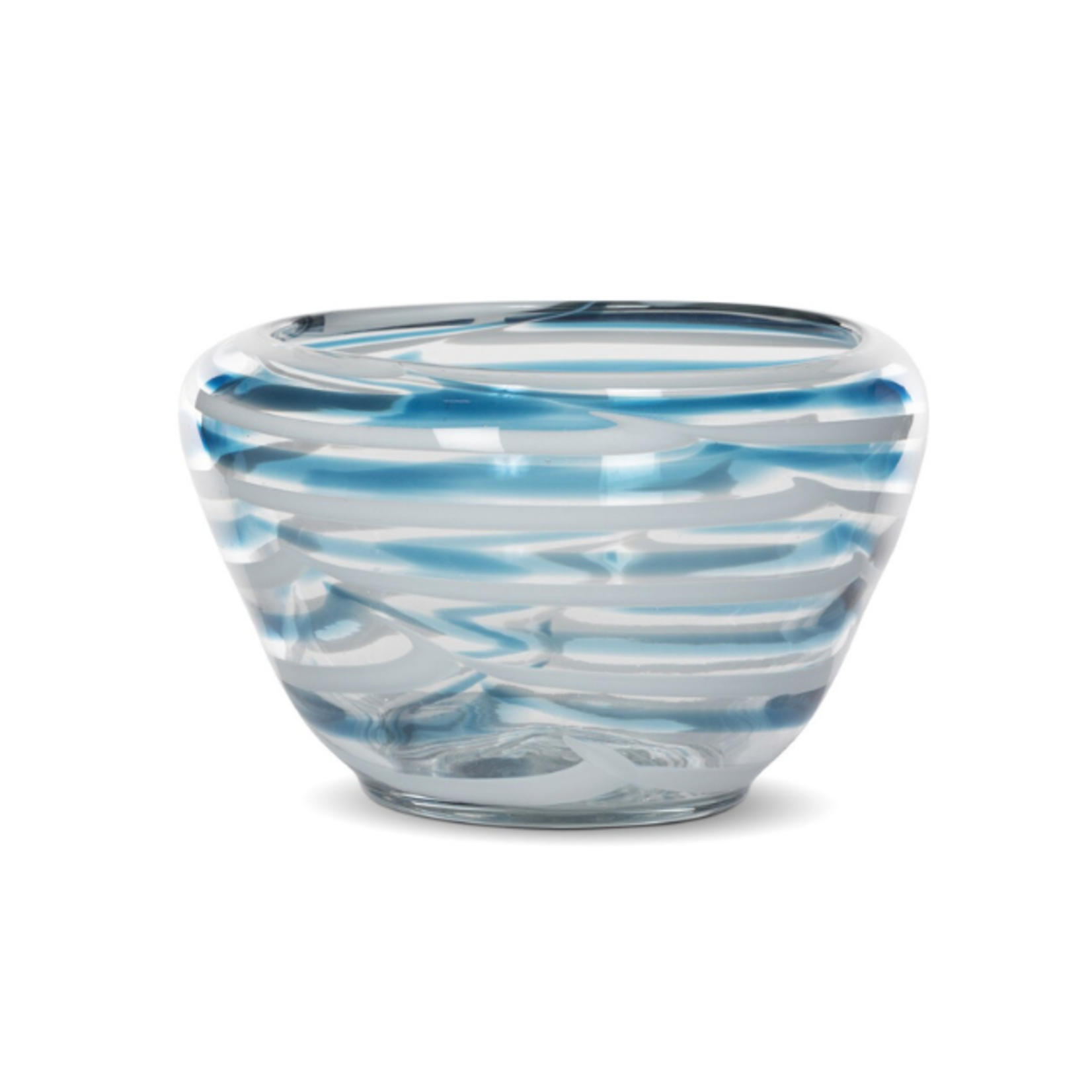 Outside The Box 10" Ocean Swirl Blue Hand Blown Glass Vessel