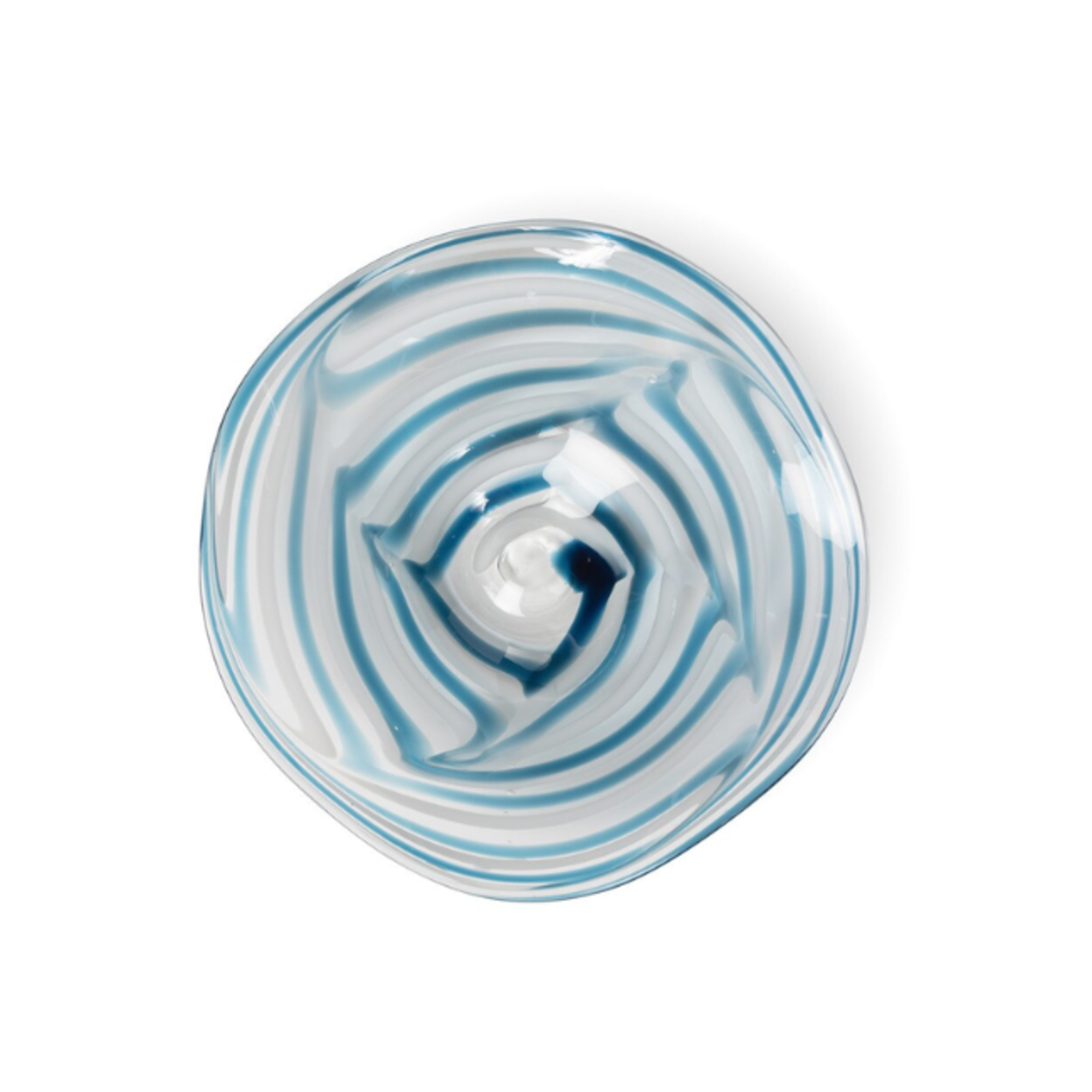 Outside The Box 16" Ocean Swirl Blue Hand Blown Glass Plate