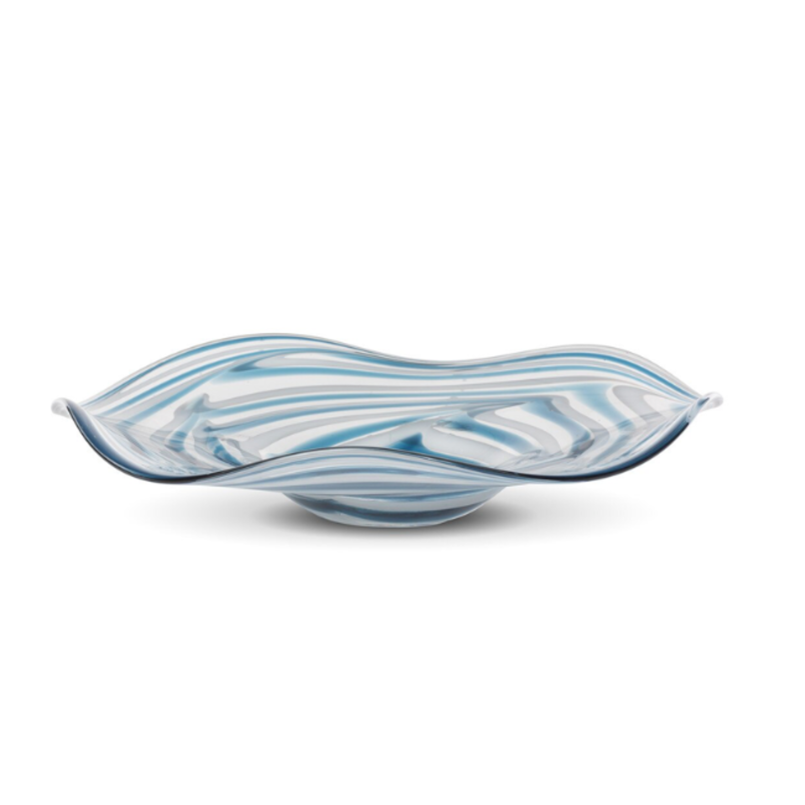 Outside The Box 16" Ocean Swirl Blue Hand Blown Glass Plate