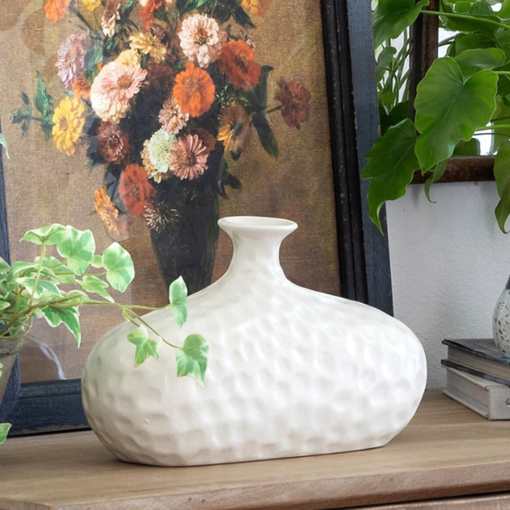 Outside The Box 7" Seri Matte White Stoneware Oval Bud Vase