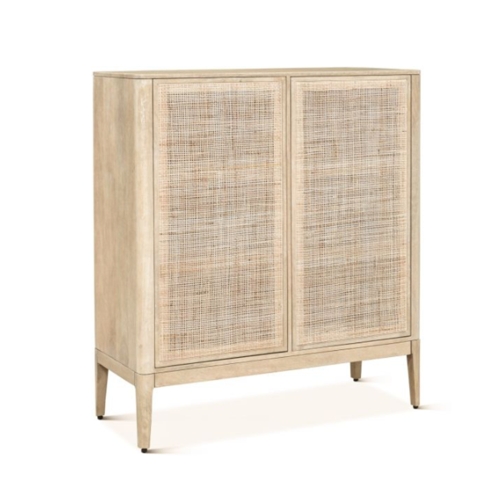 Outside The Box 44x18x50 Casa Blanca White Cane & Mango Wood 2 Door Cabinet
