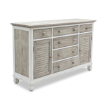 Outside The Box 58x18x36 Islamorada Gray Mindi Wood 6 Drawer 2 Door Dresser