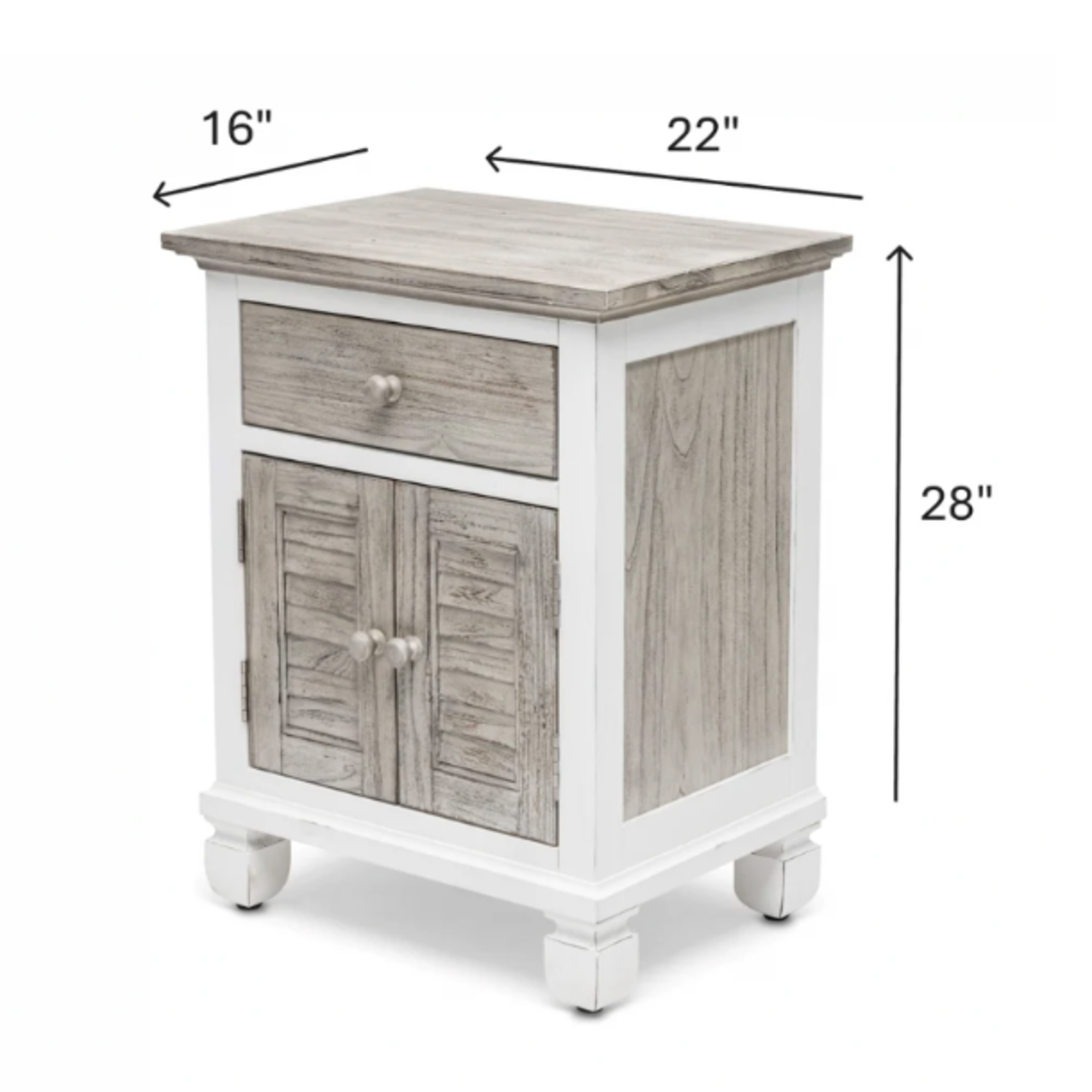 Outside The Box 22x16x28  Islamorada Gray Mindi Wood 1 Drawer 2 Door Electrified Nightstand