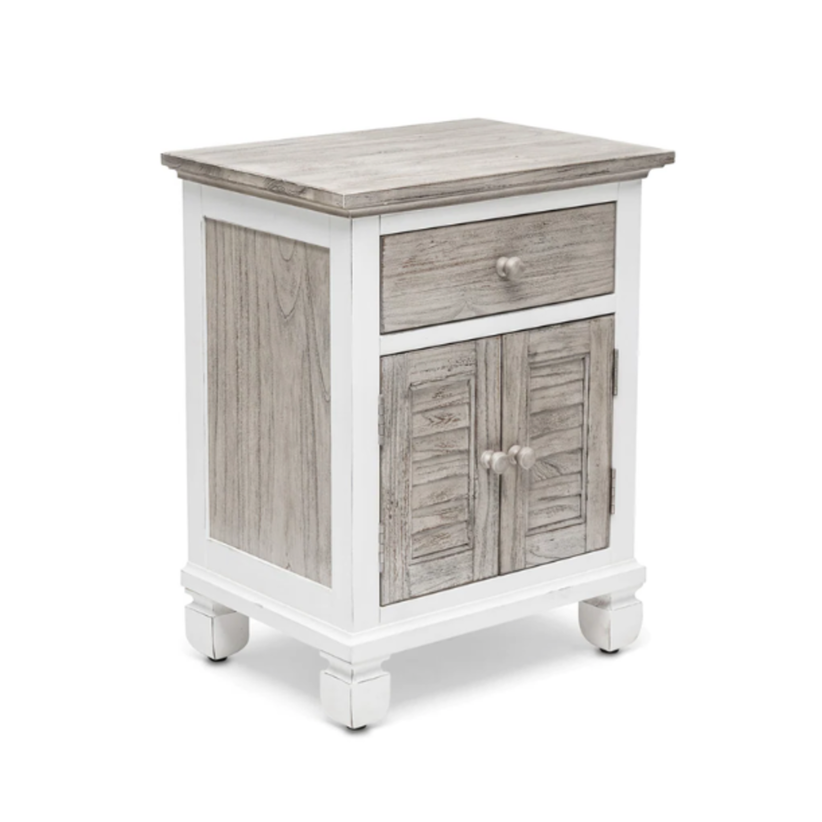 Outside The Box 22x16x28  Islamorada Gray Mindi Wood 1 Drawer 2 Door Electrified Nightstand
