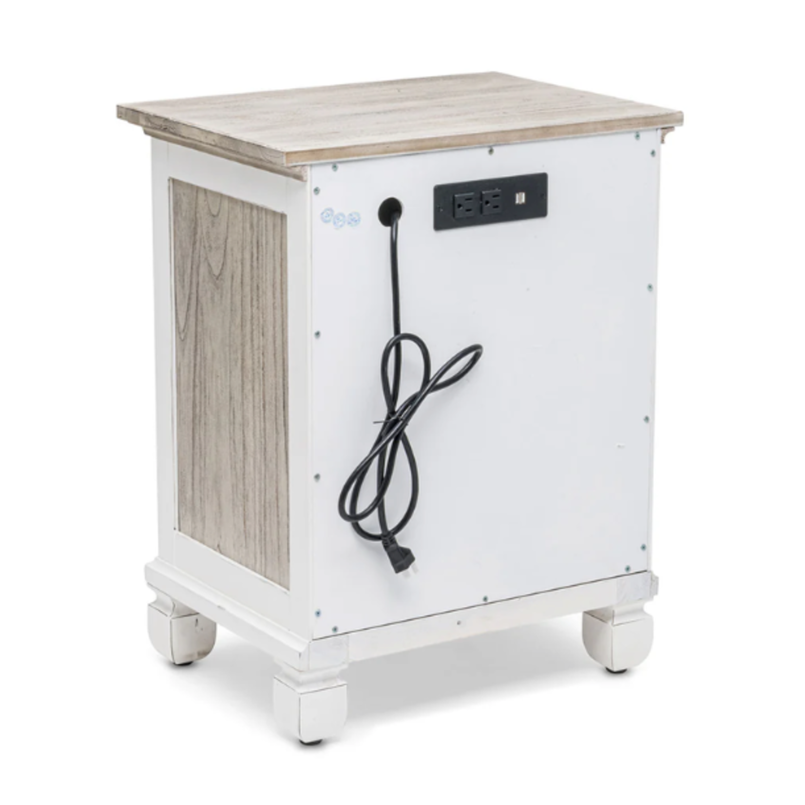 Outside The Box 22x16x28  Islamorada Gray Mindi Wood 1 Drawer 2 Door Electrified Nightstand