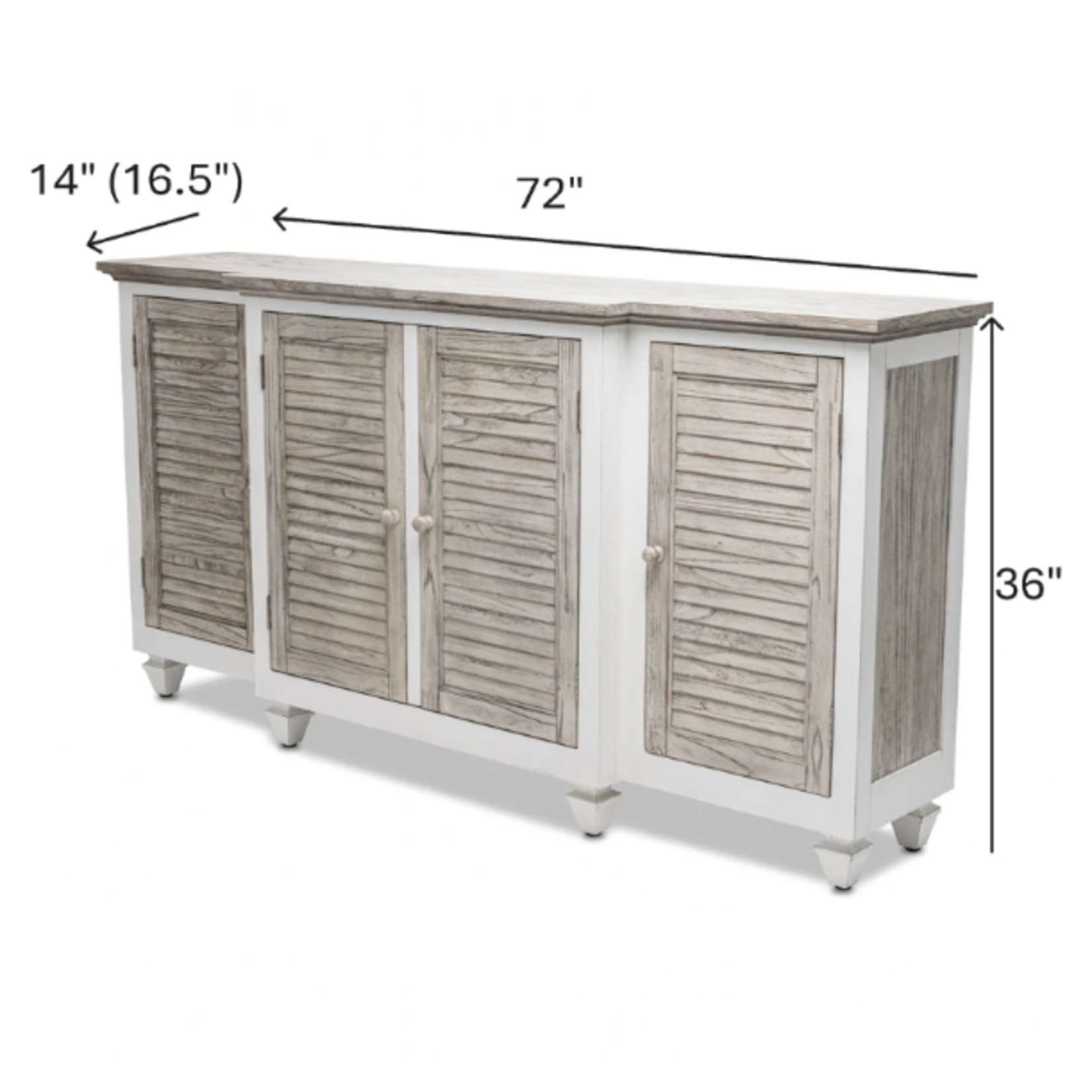 Outside The Box 72x17x36 Islamorada Gray Mindi Wood 4 Door Credenza