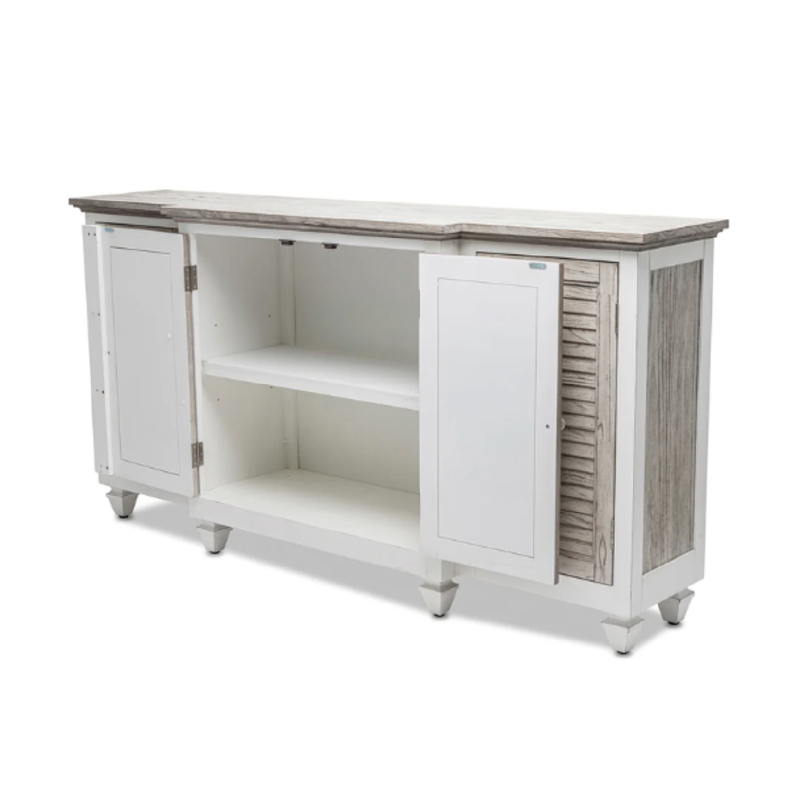 Outside The Box 72x17x36 Islamorada Gray Mindi Wood 4 Door Credenza