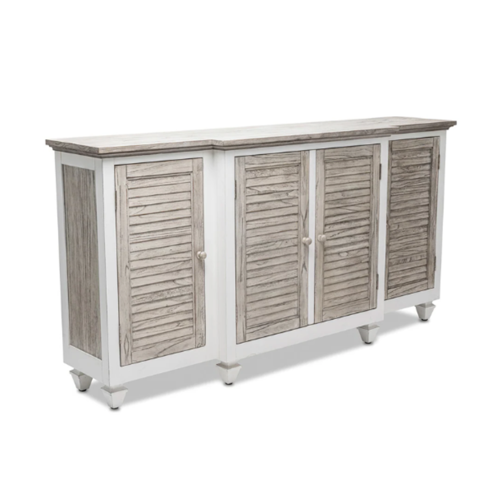 Outside The Box 72x17x36 Islamorada Gray Mindi Wood 4 Door Credenza