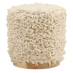 Outside The Box 16x18 Menta Handwoven Ivory Wool & Wood Stool