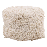 Outside The Box 16x16 Menta Ivory Hand Woven Twisted Looped Wool Pouf