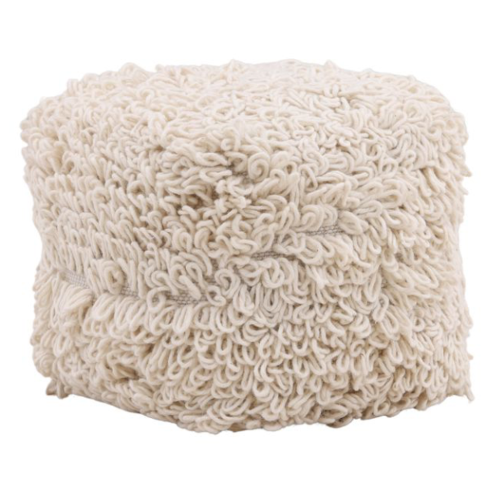 Outside The Box 16x16 Menta Ivory Hand Woven Twisted Looped Wool Pouf