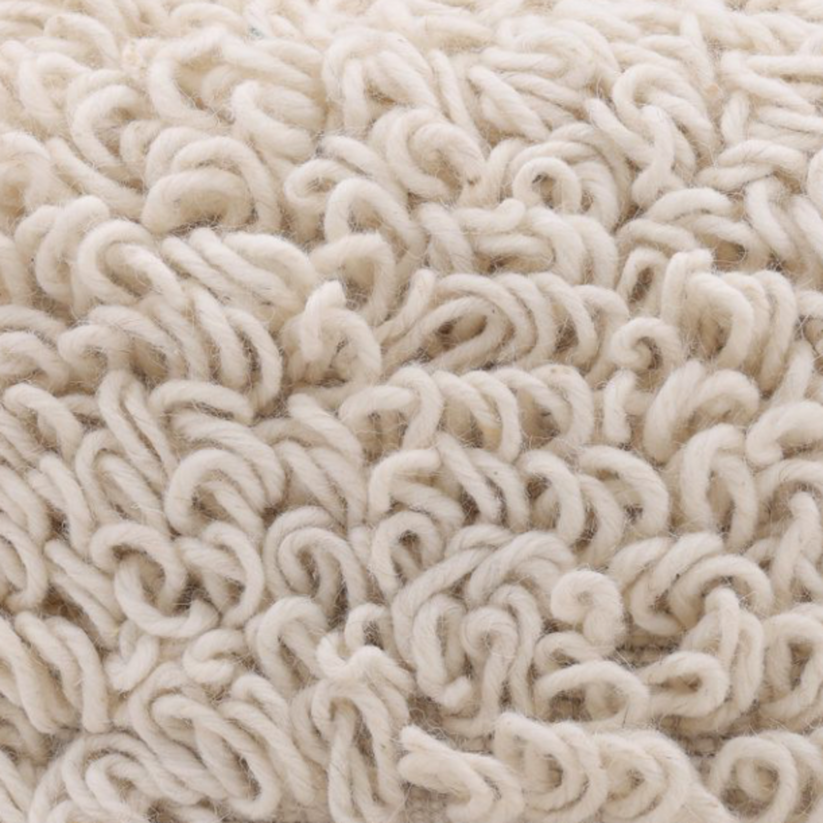 Outside The Box 16x16 Menta Ivory Hand Woven Twisted Looped Wool Pouf